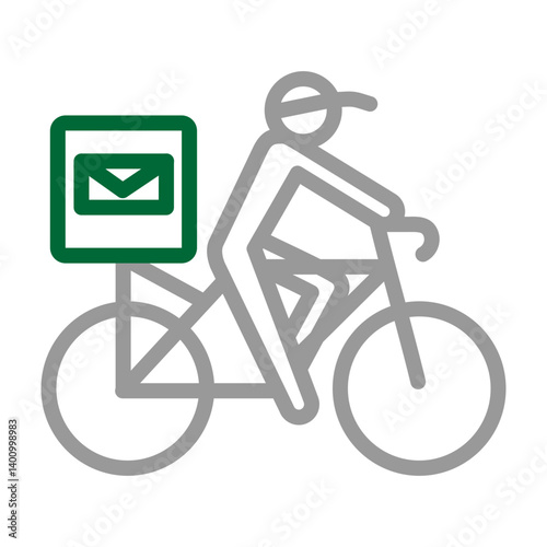 Postal on Bicycle Vector Line Dark Green Grey Icon Design