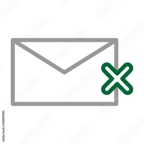Mail Cancelled Vector Line Dark Green Grey Icon Design