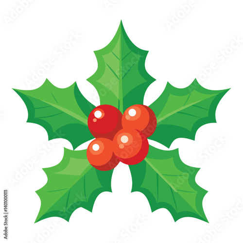 Christmas holly isolated on white background
