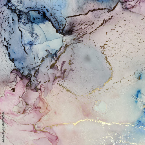 Foil Water Color Marble. Gold Oriental