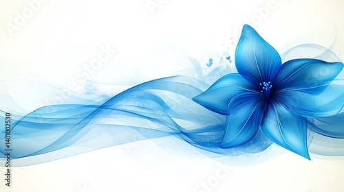 Blue Flower Wave Abstract Art