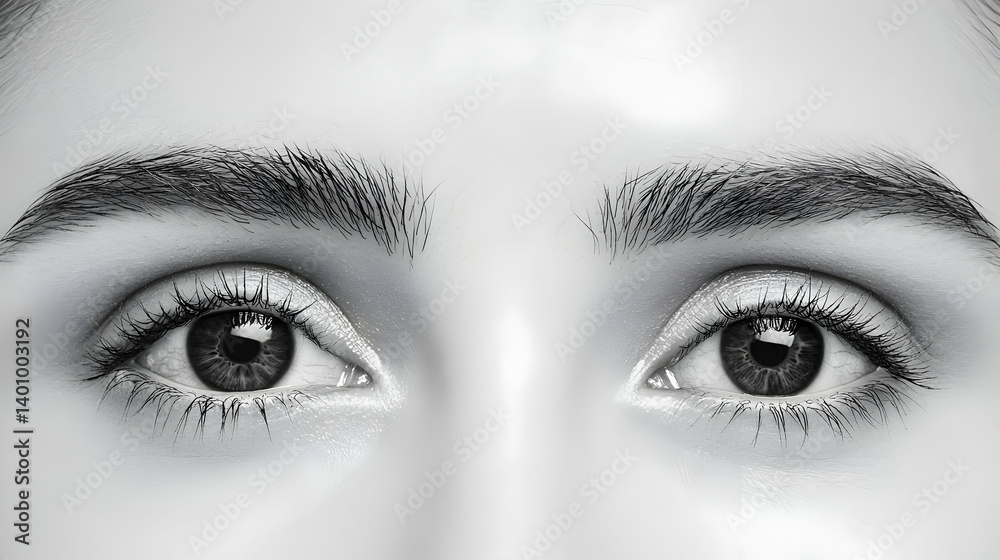 Close Up Black And White Portrait Of A Woman's Eyes And Face Close Up Black And White Portrait Of A Woman's Eyes And Face