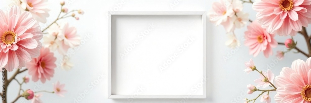 Bold white square frame against bright white backdrop, texture, white, border Bold white square frame against bright white backdrop, texture, white, border