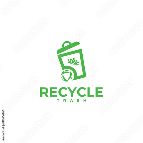 Recycle trash logo template illustration