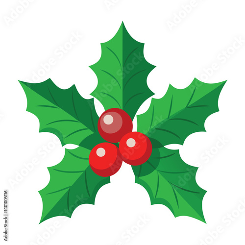 Christmas holly isolated on white background