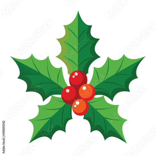 Christmas holly isolated on white background