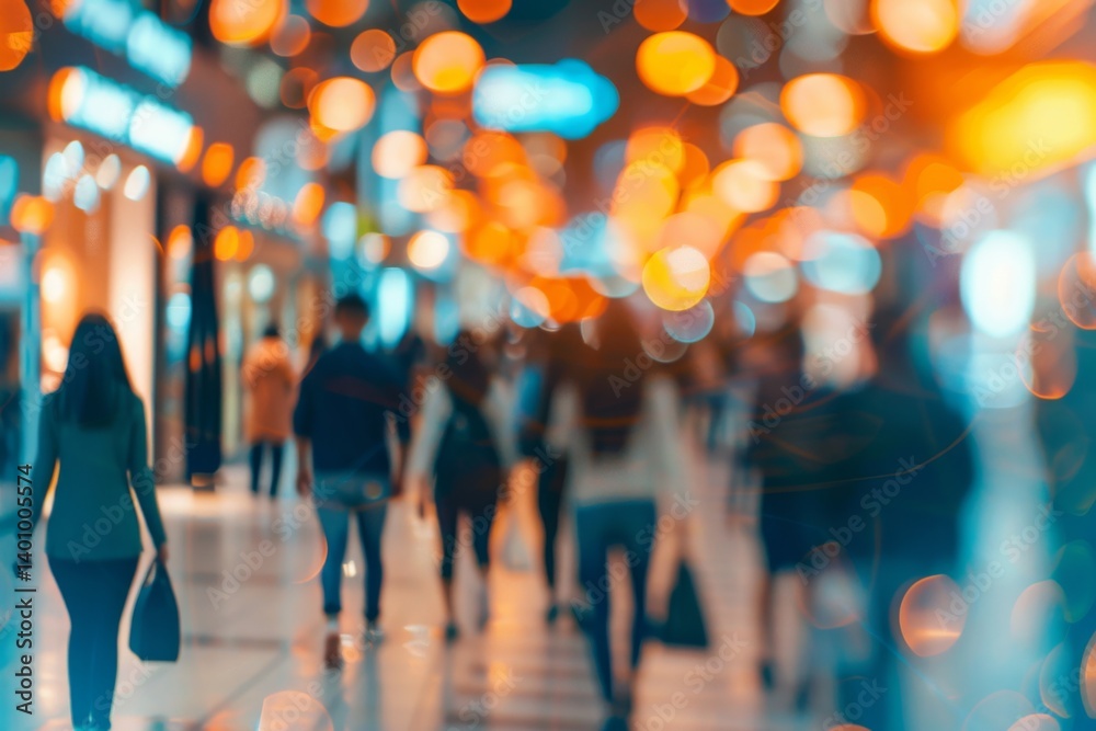 Abstract blur image of Business people walking at modern hallway with bokeh for background usage Abstract blur image of Business people walking at modern hallway with bokeh for background usage