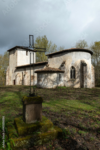 Eglise St. Michel du Vieux Lugo, chemin de St Jacques de Compostelle, Lugo, 33, Gironde, France