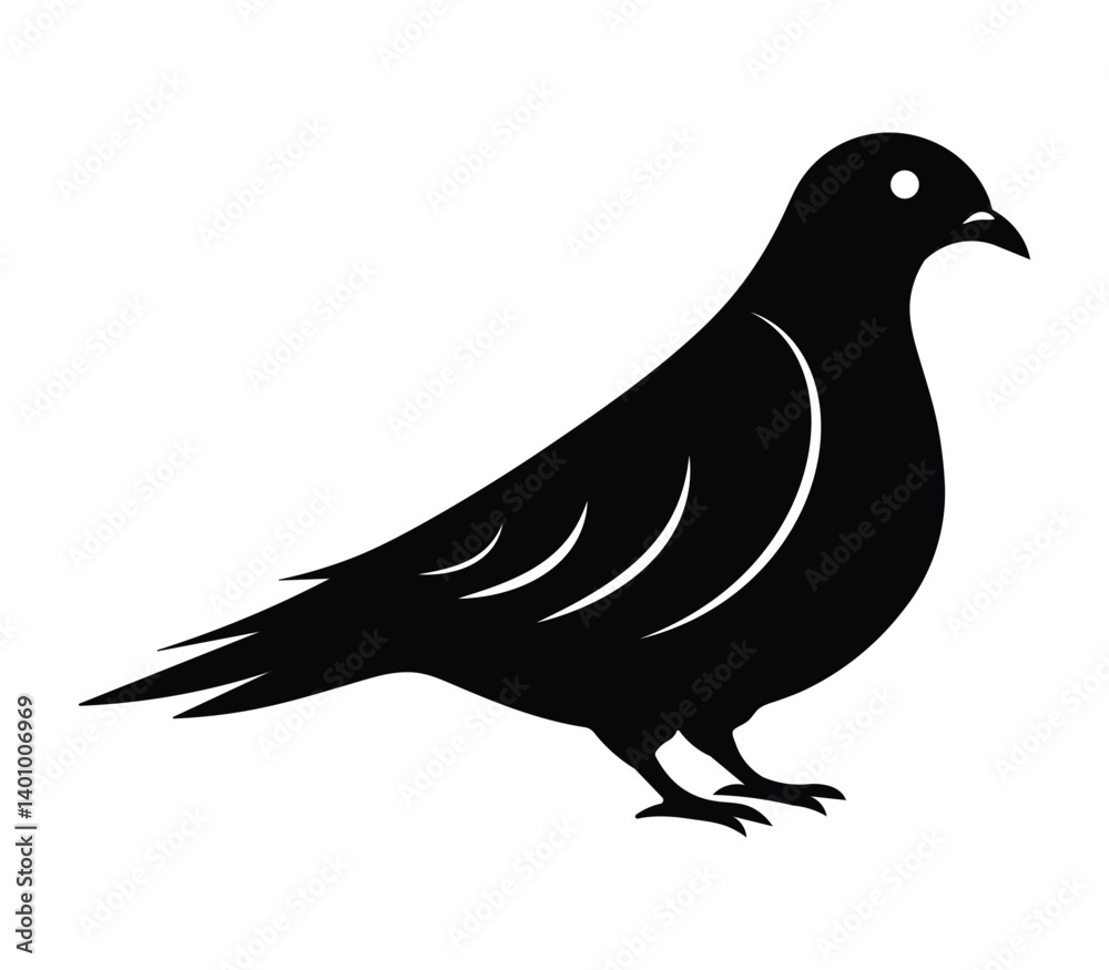 Fototapeta premium Pigeon bird silhouette illustration graphics design. 