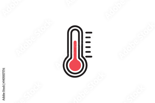 Simple Vector Illustration of a Thermometer Showing Temperature