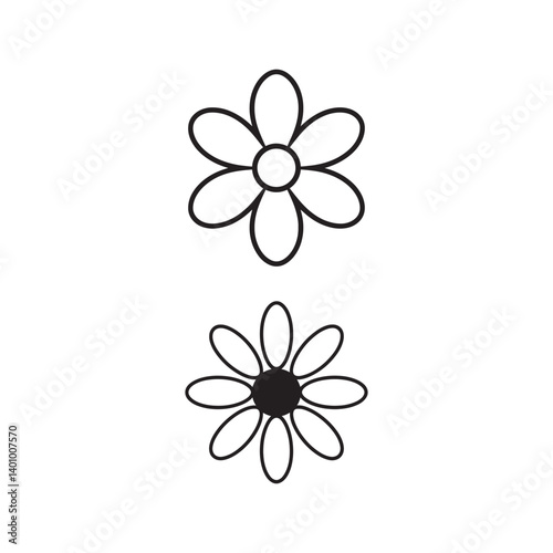 Black and white daisy flowers in top and bottom views.