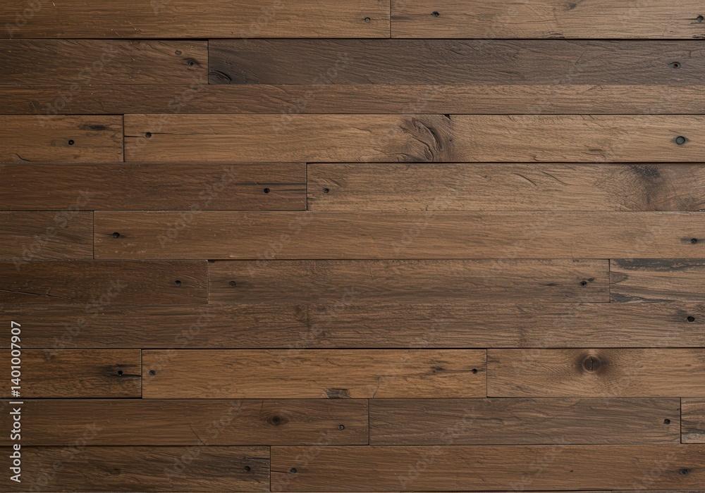 Naklejka premium Brown wood wall texture with rustic horizontal planks and natural grain pattern background for design and interior decor