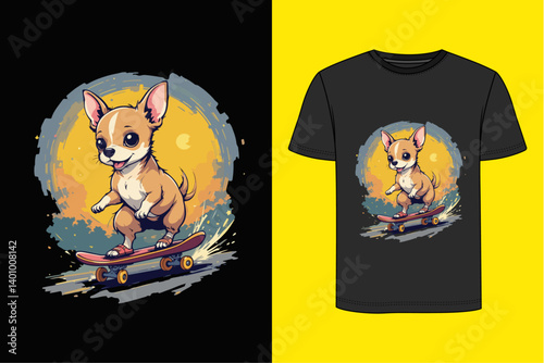 Dog t-shirt design - dog skateboarding
