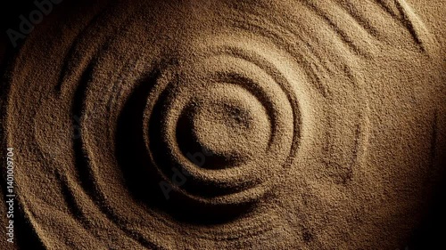 Abstract radial waves on sand 3d animation.