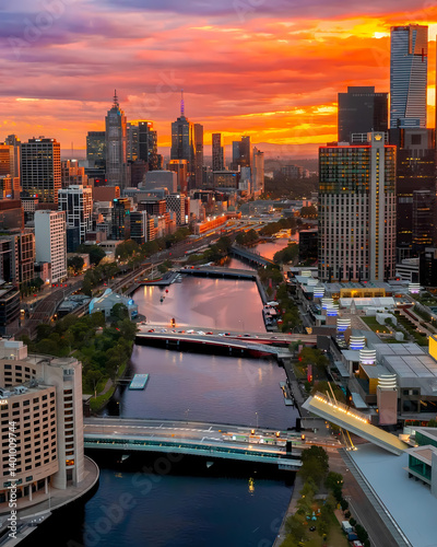 Photography Golden Hour Over Melbourne’s Yarra River Skyline