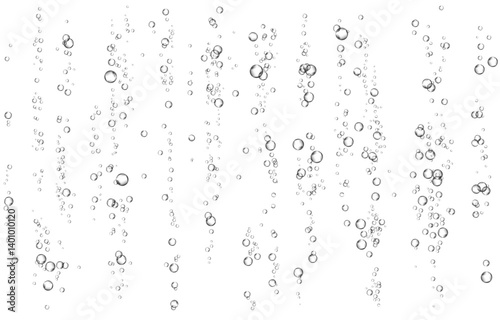Oxygen air bubbles  flow  in water on white  background.