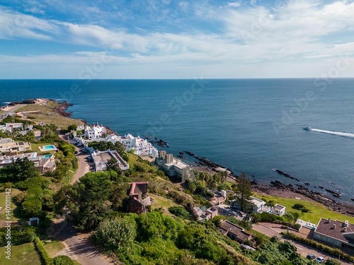 Aerial view of Punta Ballena coastline.