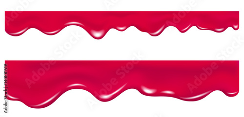 Dripping glossy pink cream, jelly or caramel border.