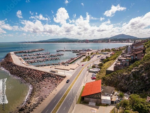 Aerial view of Punta del Este's marina and coastline. photo