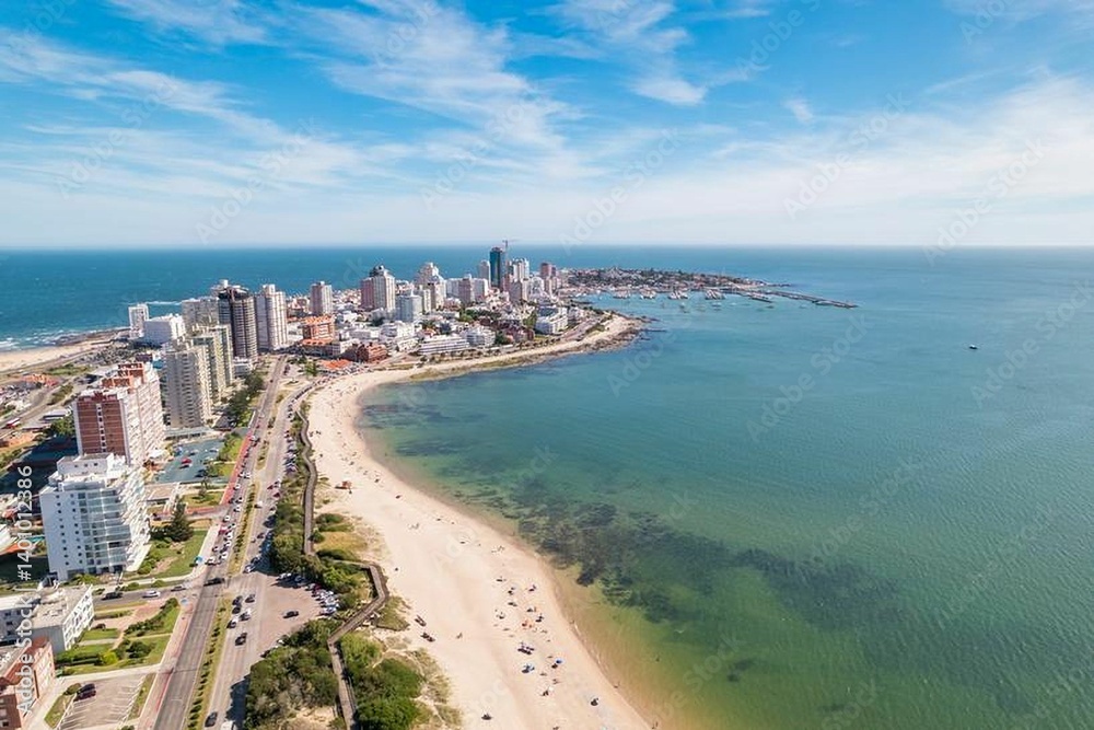 Aerial view of Punta del Este coastline.