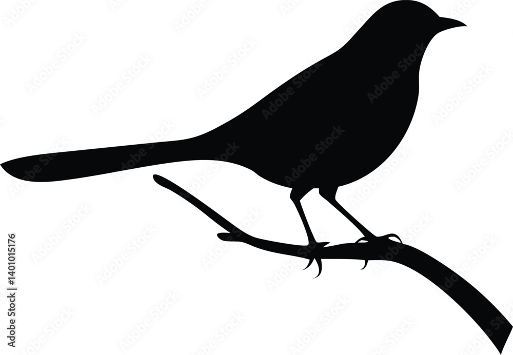 Obraz premium Bird Perched on a Branch Silhouette Design Element with Transparent Background