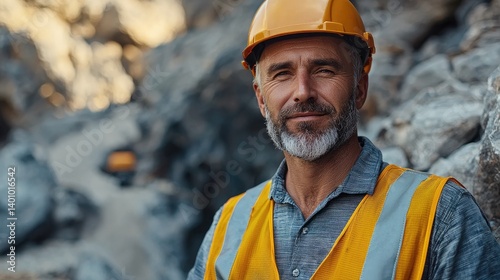 Confident worker in quarry setting