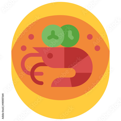 tom yum goong flat icon