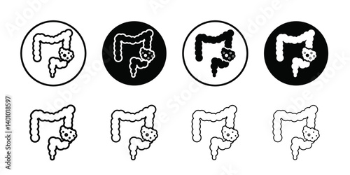 colorectral cancer icon Vector flat thin line illustration