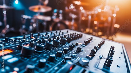 A well-organized music recording studio with professional equipment, Instruments and recording gear set up for creativity, Classic photo of