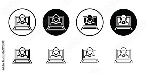 Cyber crime icon Vector flat thin line illustration