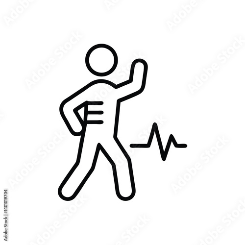 Human Figure In Motion With Heart Rate Graph For Fitness And Health Concepts