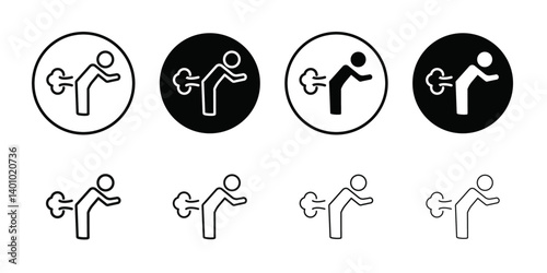 Farting icon Vector flat thin line illustration