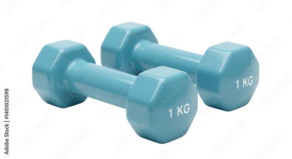 Isolated Light Blue Dumbbells Isolated Light Blue Dumbbells