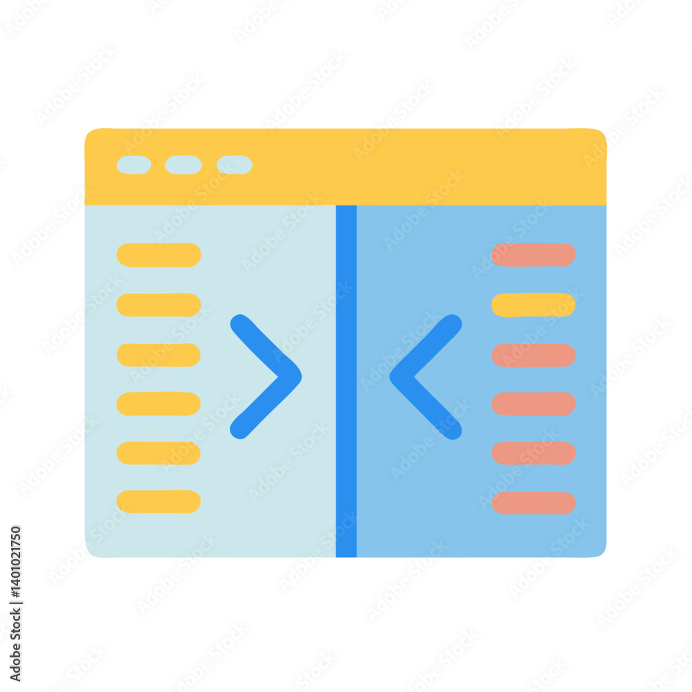 Split Screen Interface with Code Brackets Icon Design Split Screen Interface with Code Brackets Icon Design