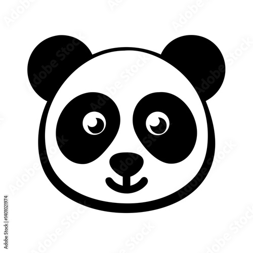 A cute cartoon panda bear character with a smile, a fun illustration of this black and white mammal