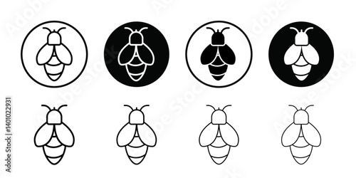 honey Bee icon Vector flat thin line illustration