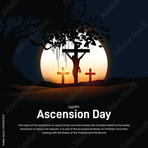 Happy Ascension Day. Ascension Day creative poster, banner, social media post, postcard, background, template, backdrop, greetings card, web banner, cover design etc.