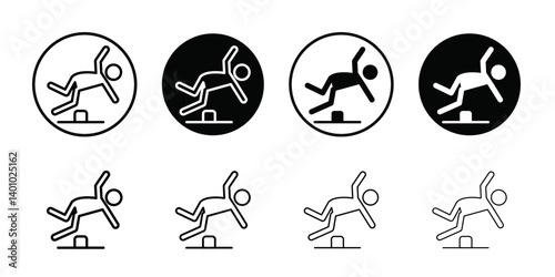 Man tripping icon Vector flat thin line illustration