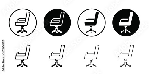 Office chair icon Vector flat thin line illustration