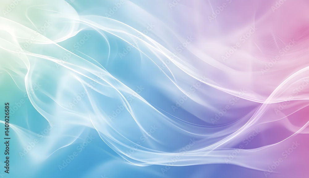 Fototapeta premium Colorful blue and purple gradient background with abstract wavy shapes for modern design, pastel-colored banner, soft pink and green.