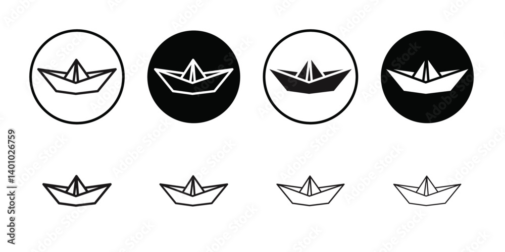 Paper boat icon Vector flat thin line illustration Paper boat icon Vector flat thin line illustration
