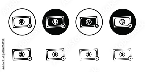 Payment cancel icon Vector flat thin line illustration