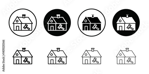 Real estate auction icon Vector flat thin line illustration