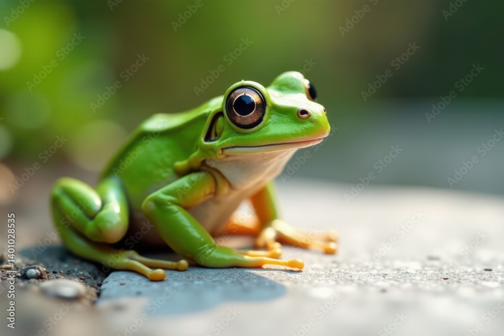 Frog with white panel on the ground , earth, outdoor Frog with white panel on the ground , earth, outdoor