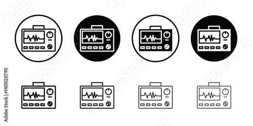 Rescue defibrillator icon Vector flat thin line illustration