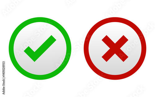 True and false icon inside round buttons