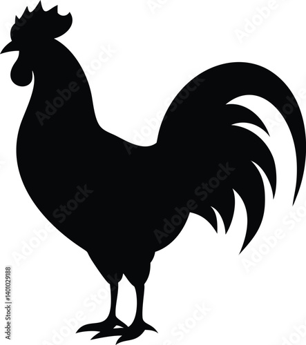 Elegant Rooster Silhouette Poultry Bird Icon with Transparent Background
