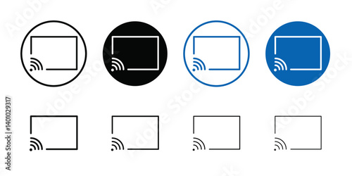 Screen cast icon Vector flat thin line illustration
