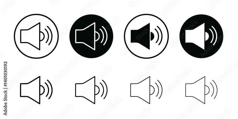 Speaker icon Vector flat thin line illustration Speaker icon Vector flat thin line illustration
