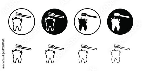 tooth cleaning icon Vector flat thin line illustration